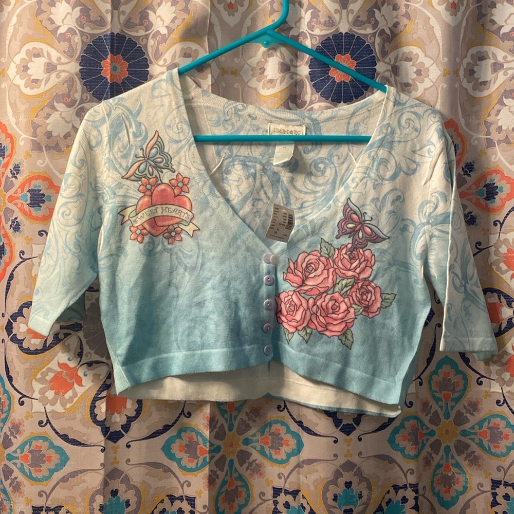 NWT Limited Too graphic design Crop Sweater cardigan